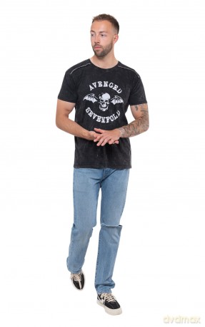 Avenged Sevenfold: Unisex T-Shirt: Logo (Black) (Wash Collection) (X-Large)