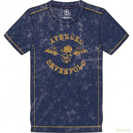 Avenged Sevenfold: Unisex T-Shirt: Logo (Navy Blue) (Wash Collection) (Medium)