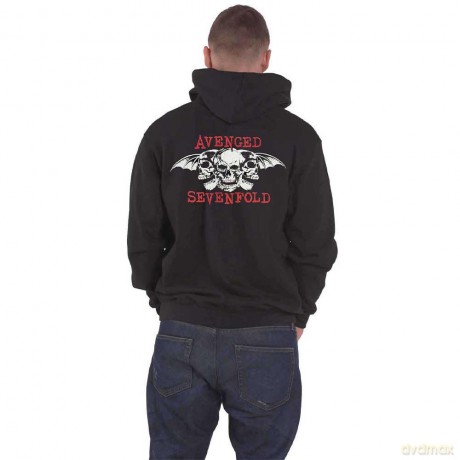 Avenged Sevenfold: Unisex Zipped Hoodie: Dead Head (Black) (Back Print) (Medium)