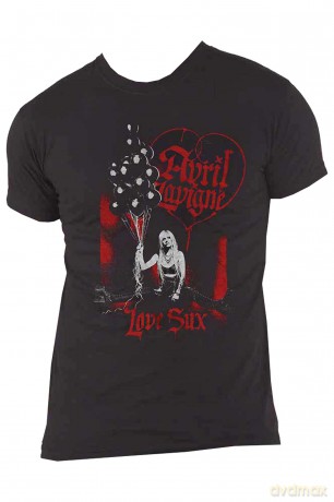Avril Lavigne: Unisex T-Shirt: Love Sux Balloons (Black) (Medium)