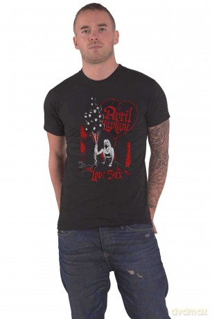 Avril Lavigne: Unisex T-Shirt: Love Sux Balloons (Black) (Small)