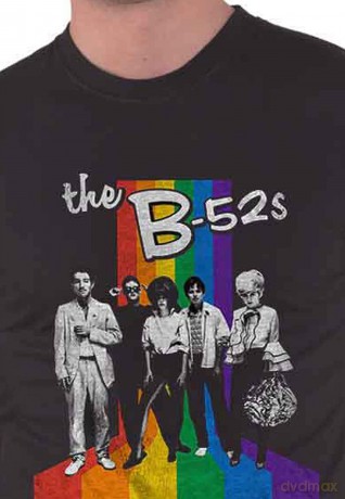 B52s: Unisex T-Shirt: Rainbow Stripes (Black) (Small)