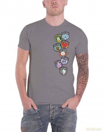 Bt21: BT21 Unisex T-Shirt: Badges (Grey) (X-Large)
