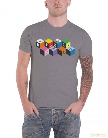 Bt21: BT21 Unisex T-Shirt: Blocks (Grey) (Medium)