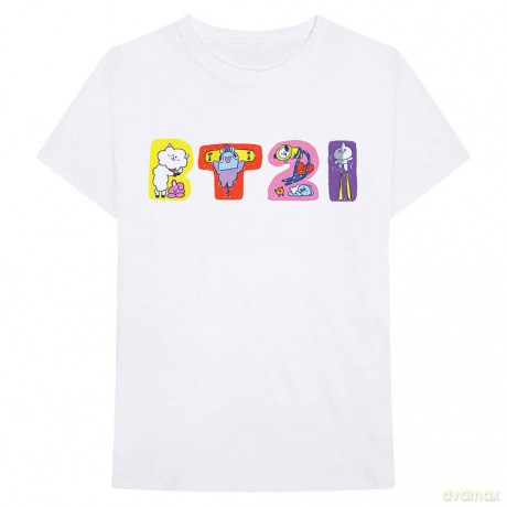 Bt21: BT21 Unisex T-Shirt: Doodle Letters (White) (Small)