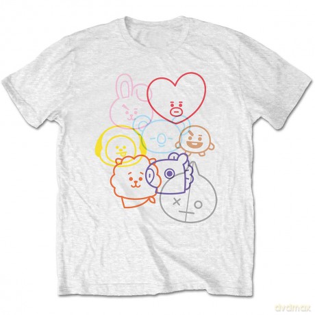 Bt21: BT21 Unisex T-Shirt: Faces (White) (Large)
