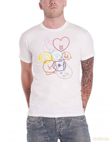 Bt21: BT21 Unisex T-Shirt: Faces (White) (X-Large)
