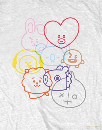 Bt21: BT21 Unisex T-Shirt: Faces (White) (XX-Large)
