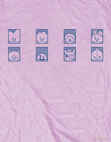 Bt21: BT21 Unisex T-Shirt: Group Squares (Pink) (Medium)