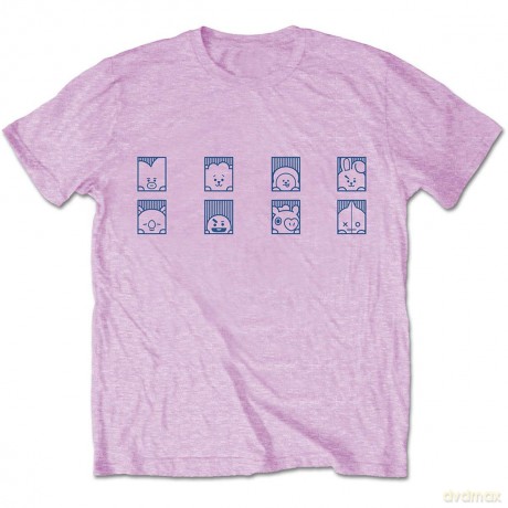 Bt21: BT21 Unisex T-Shirt: Group Squares (Pink) (Small)