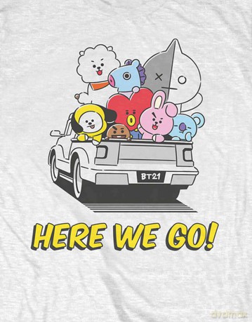 Bt21: BT21 Unisex T-Shirt: Here We Go (White) (Medium)