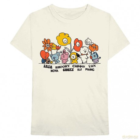 Bt21: BT21 Unisex T-Shirt: Hippie Flowers (Natural) (XX-Large)