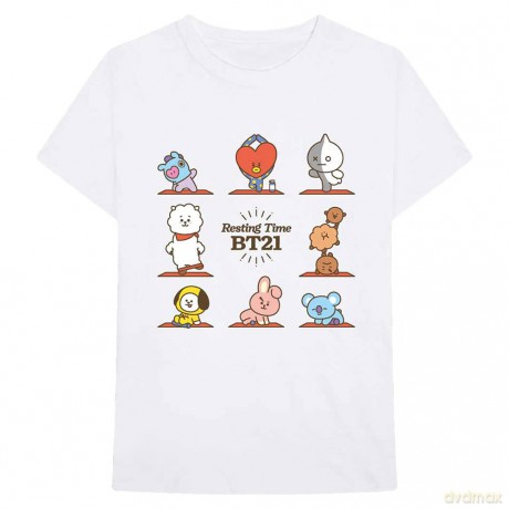 Bt21: BT21 Unisex T-Shirt: Resting Time (White) (X-Large)