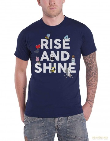 Bt21: BT21 Unisex T-Shirt: Rise And Shine (Navy Blue) (Large)