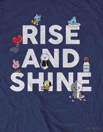 Bt21: BT21 Unisex T-Shirt: Rise And Shine (Navy Blue) (Large)