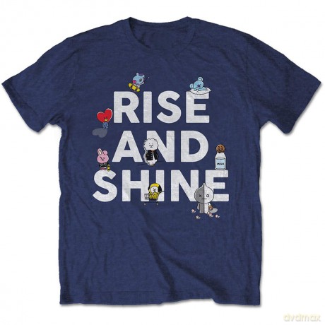 Bt21: BT21 Unisex T-Shirt: Rise And Shine (Navy Blue) (Small)