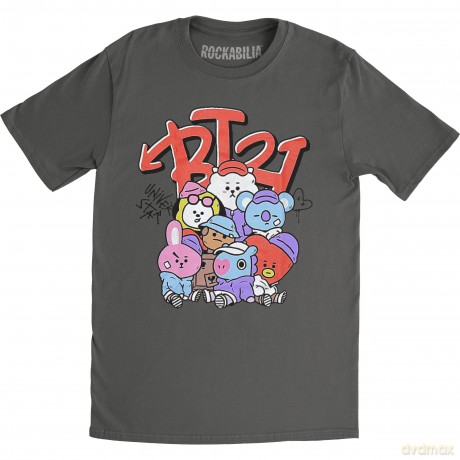 Bt21: BT21 Unisex T-Shirt: Street Mood Group (Charcoal Grey) (X-Large)