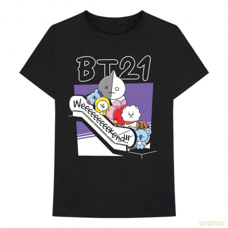 Bt21: BT21 Unisex T-Shirt: Weekend (Black) (Large)