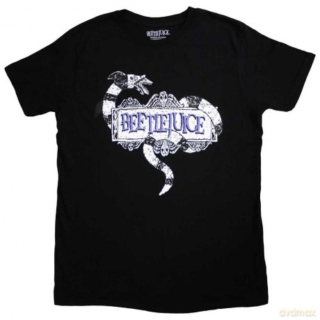 Beetlejuice: Unisex T-Shirt: Snake Badge (Black) (Medium)