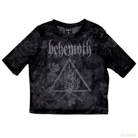 Behemoth: Ladies Crop Top: Furor Divinus (Black) (Mesh) (XX-Small)