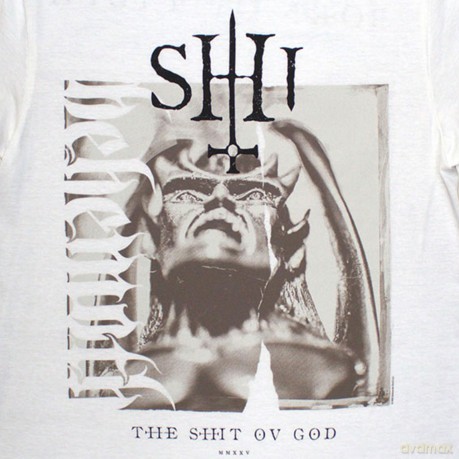 Behemoth: Unisex T-Shirt: The Shit Ov God Sepia Parchment (White) (Back Print) (Large)