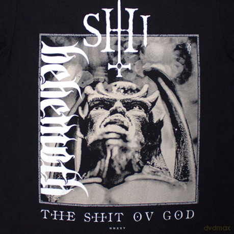 Behemoth: Unisex T-Shirt: The Shit Ov God Vertical Logo Cover (Black) (Back Print) (X-Large)