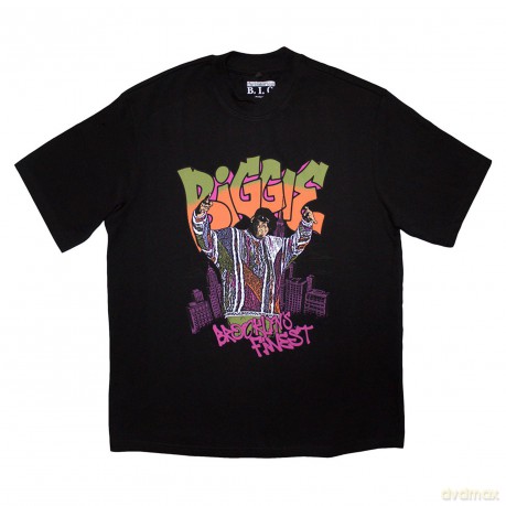 Biggie Smalls: Unisex Oversized Boxy T-Shirt: Cartoon Graffiti (Black) (Medium)