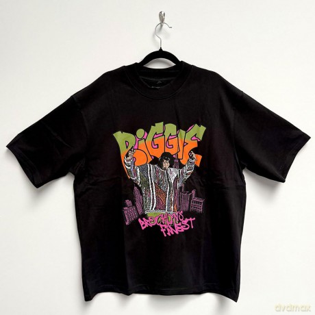 Biggie Smalls: Unisex Oversized Boxy T-Shirt: Cartoon Graffiti (Black) (X-Large)