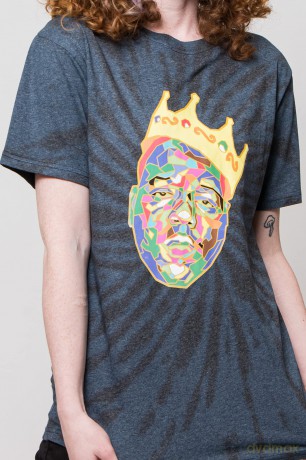 Biggie Smalls: Unisex T-Shirt: Crown (Blue) (Wash Collection) (Large)