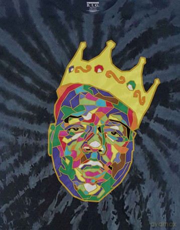Biggie Smalls: Unisex T-Shirt: Crown (Blue) (Wash Collection) (Large)