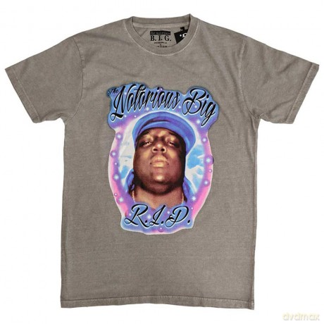 Biggie Smalls: Unisex T-Shirt: RIP Airbrush (Grey) (Medium)