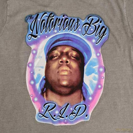 Biggie Smalls: Unisex T-Shirt: RIP Airbrush (Grey) (Medium)