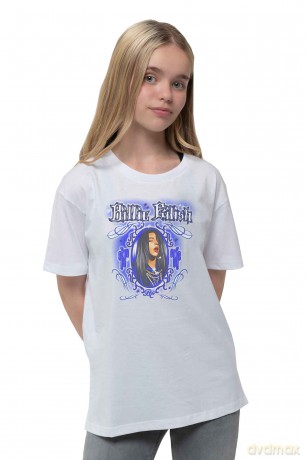 Billie Eilish: Kids T-Shirt: Airbrush Photo (White) (7-8 Years)
