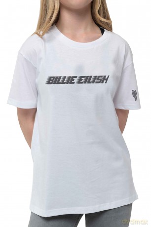 Billie Eilish: Kids T-Shirt: Black Racer Logo (White) (Sleeve Print) (7-8 Years)