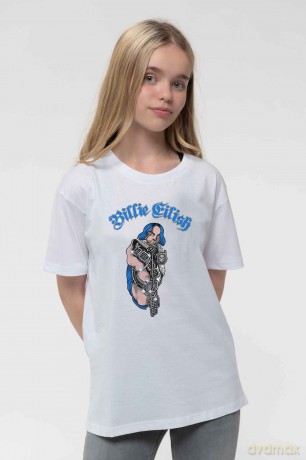 Billie Eilish: Kids T-Shirt: Bling (White) (Glitter Print) (11-12 Years)