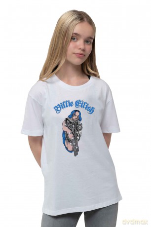 Billie Eilish: Kids T-Shirt: Bling (White) (Glitter Print) (9-10 Years)