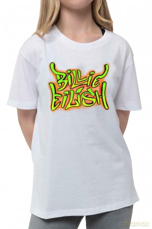 Billie Eilish: Kids T-Shirt: Graffiti (White) (7-8 Years)