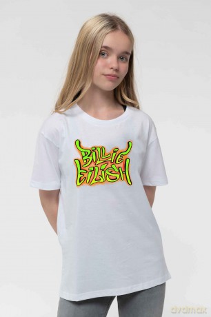 Billie Eilish: Kids T-Shirt: Graffiti (White) (7-8 Years)
