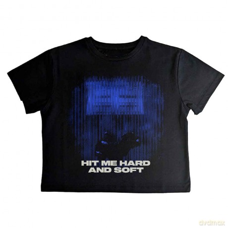 Billie Eilish: Ladies Crop Top: HMHAS Blue Lines (Black) (Medium)