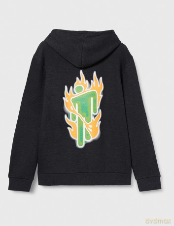 Billie Eilish: Unisex Pullover Hoodie: Airbrush Flames Blohsh (Dark Grey) (Back Print) (XX-Large)
