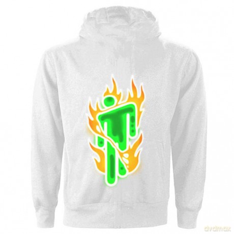 Billie Eilish: Unisex Pullover Hoodie: Airbrush Flames Blohsh (White) (Back Print) (Large)