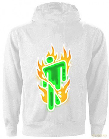 Billie Eilish: Unisex Pullover Hoodie: Airbrush Flames Blohsh (White) (Back Print) (XX-Large)