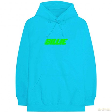 Billie Eilish: Unisex Pullover Hoodie: Thermal Photo (Neon Blue) (Back Print) (Medium)