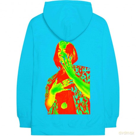 Billie Eilish: Unisex Pullover Hoodie: Thermal Photo (Neon Blue) (Back Print) (Medium)