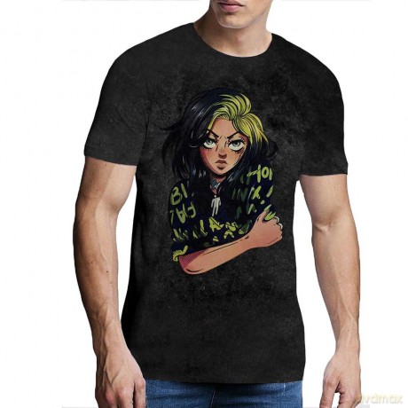 Billie Eilish: Unisex T-Shirt: Anime Billie (Black) (Wash Collection) (XX-Large)