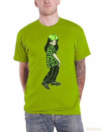 Billie Eilish: Unisex T-Shirt: Anime Billie (Yellow) (Large)