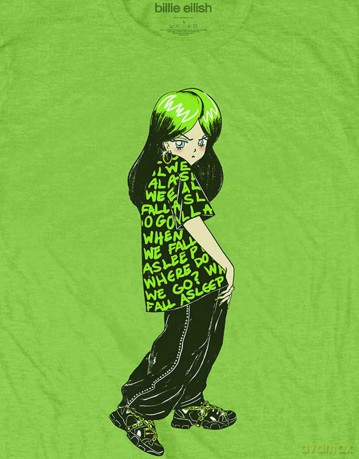 Billie Eilish: Unisex T-Shirt: Anime Billie (Yellow) (Large)