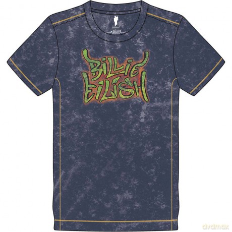 Billie Eilish: Unisex T-Shirt: Graffiti (Navy Blue) (Wash Collection) (Large)