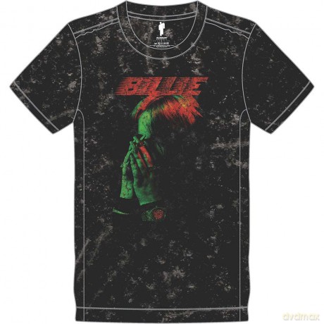 Billie Eilish: Unisex T-Shirt: Hands Face (Black) (Wash Collection) (Small)