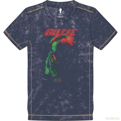 Billie Eilish: Unisex T-Shirt: Hands Face (Navy Blue) (Wash Collection) (Medium)